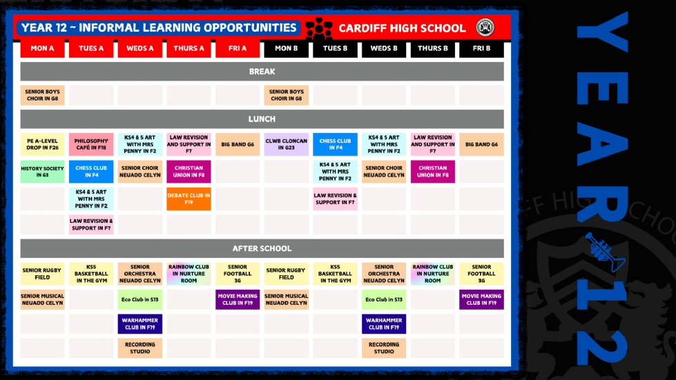 Year 12 Extra Curricular Activities list 2025