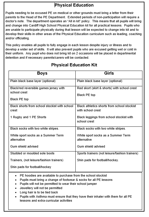 Cardiff High School School Uniform[Gwisg Ysgol]