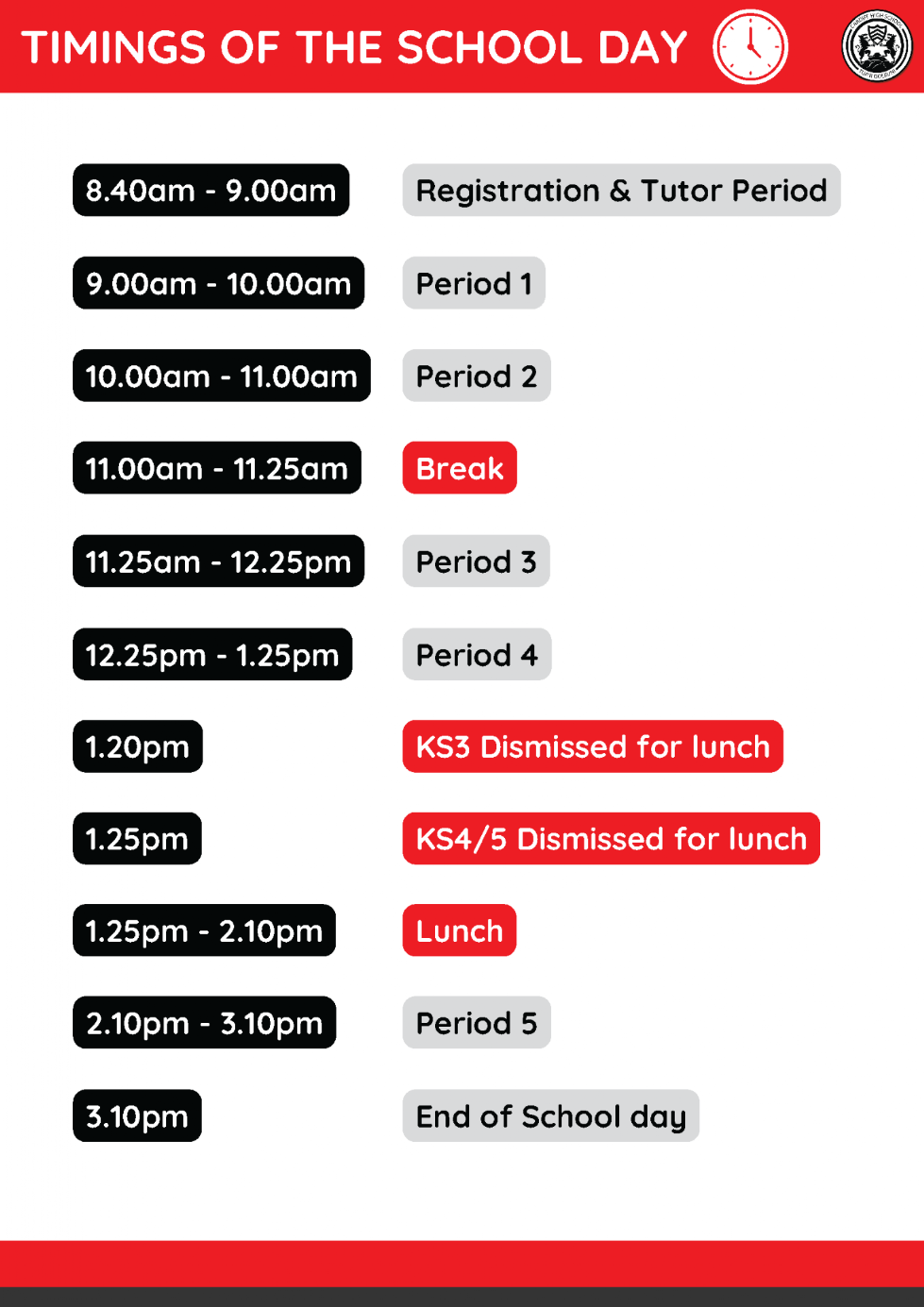 school day timings